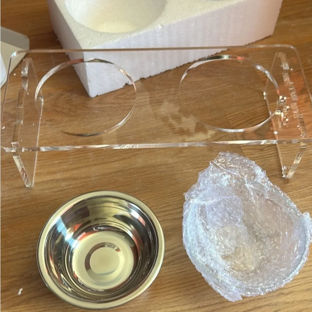 Stainless Steel and Glass Pet Bowl Set